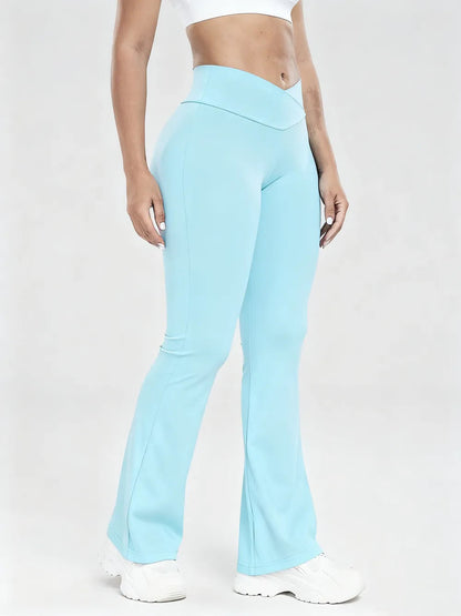 Women's Solid High Waist Flare Leg Sports Leggings