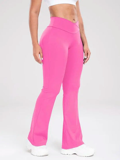 Women's Solid High Waist Flare Leg Sports Leggings