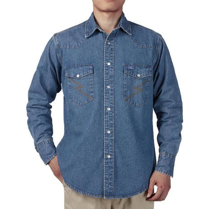 ✨Hot Sale✨Men's Long Sleeve Stone-Washed and Pre-Washed Denim Work Shirt