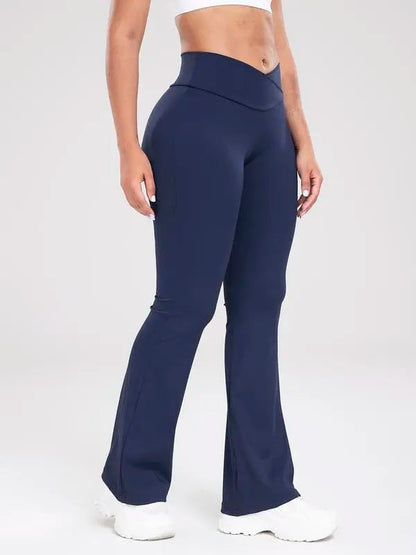Women's Solid High Waist Flare Leg Sports Leggings