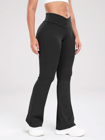 Women's Solid High Waist Flare Leg Sports Leggings