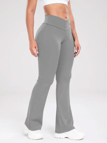 Women's Solid High Waist Flare Leg Sports Leggings