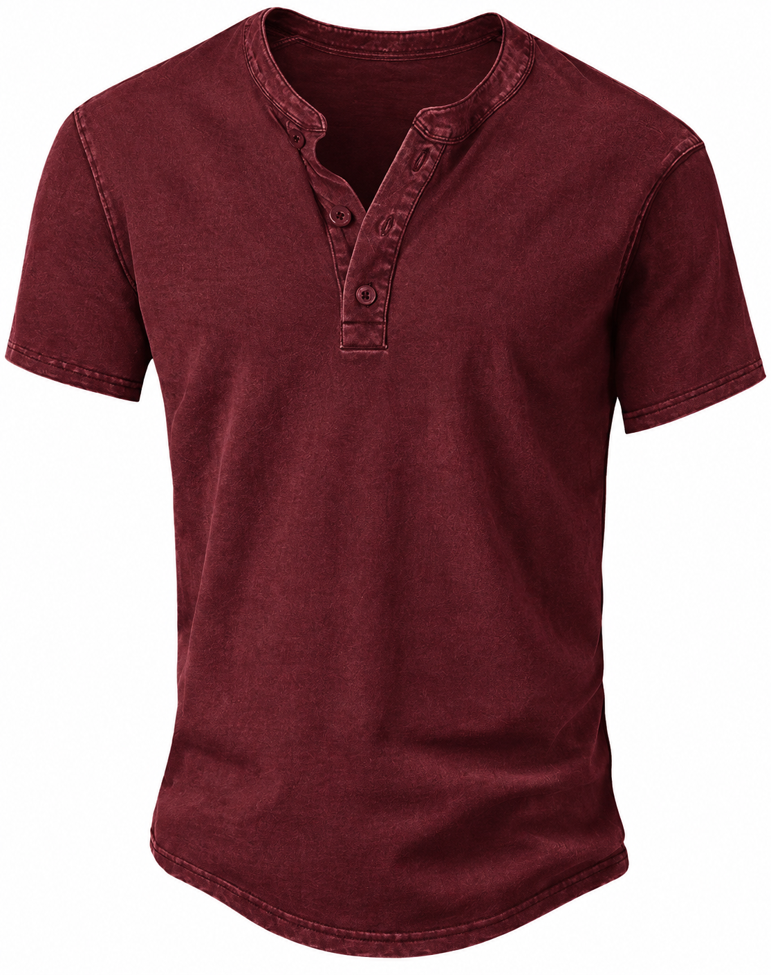 Men's Vintage Acid-Wash Henley T-Shirt