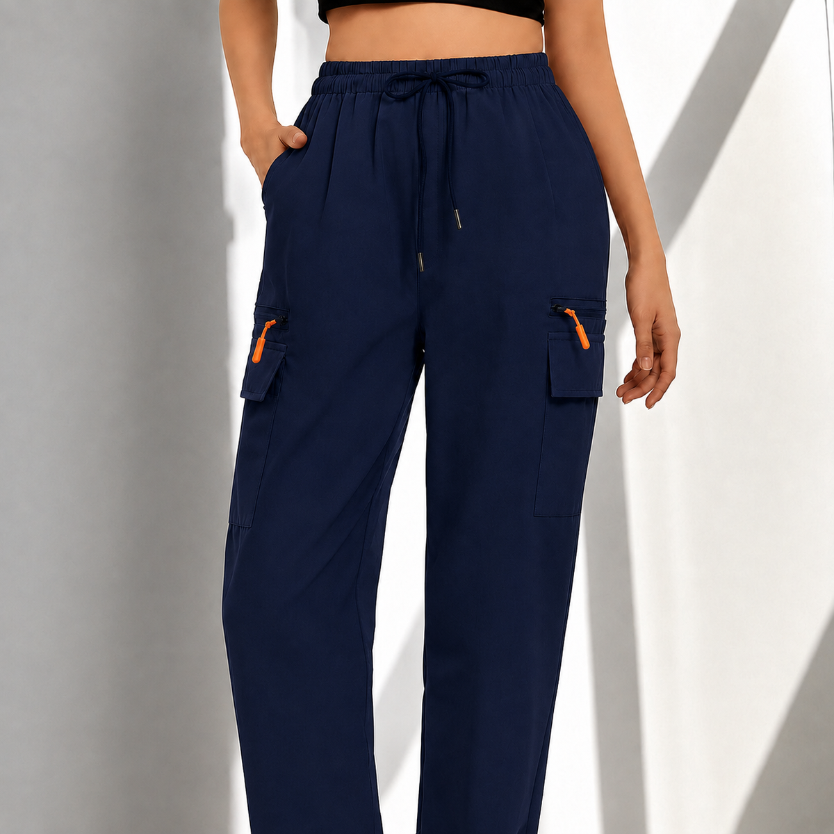 Women'S Drawstring Cargo Pants – Breathable, Pockets & Straight Legs