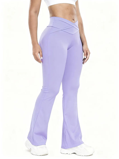 Women's Solid High Waist Flare Leg Sports Leggings