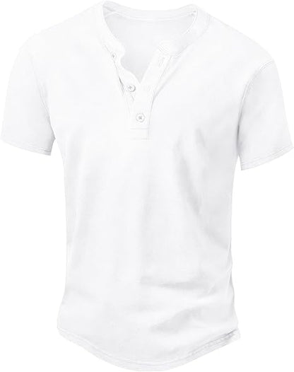 Men's Vintage Acid-Wash Henley T-Shirt