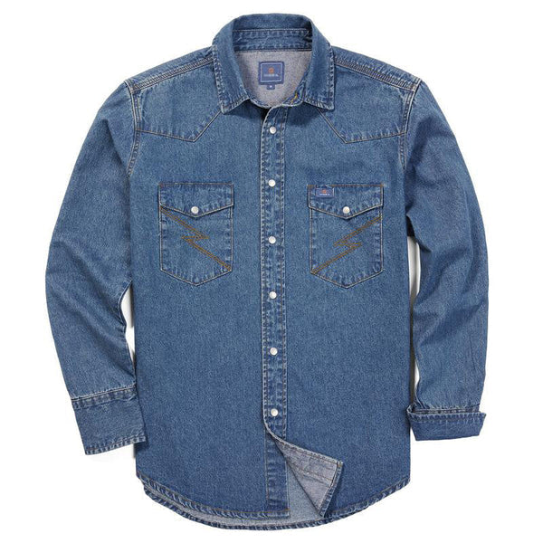 ✨Hot Sale✨Men's Long Sleeve Stone-Washed and Pre-Washed Denim Work Shirt