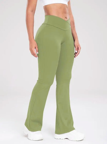 Women's Solid High Waist Flare Leg Sports Leggings