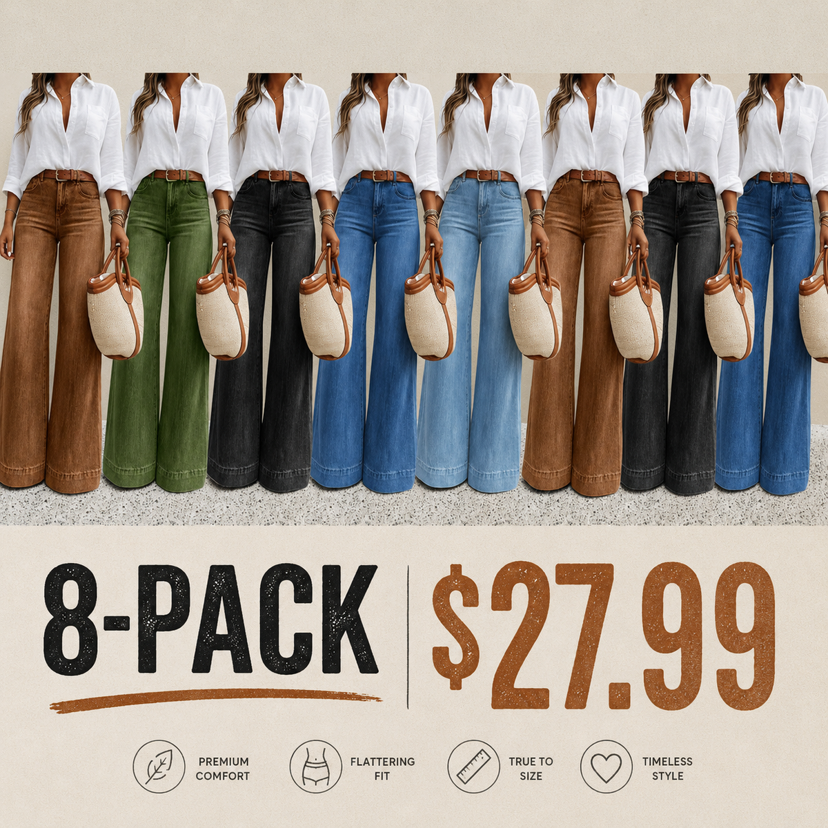 Women's Loose Fit Baggy Oversized Straight Leg Denim Jeans with Pockets
