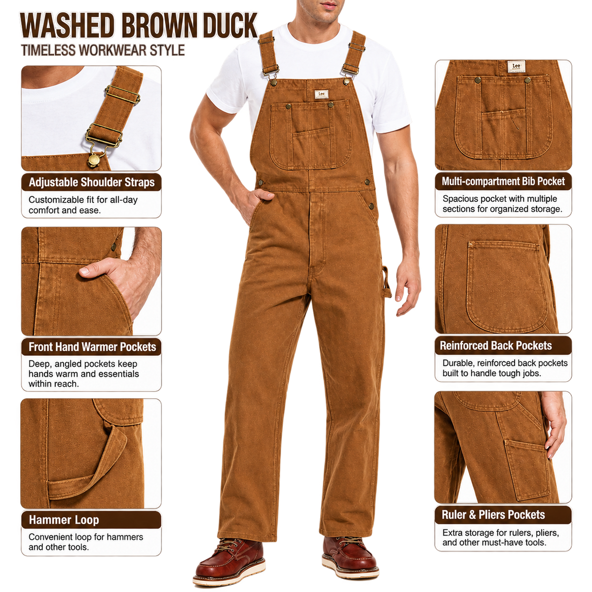 💝💝Last Day Promotion🔥Men's Denim Bib Overalls,  Workwear with Adjustable Straps and Convenient Tool Pockets