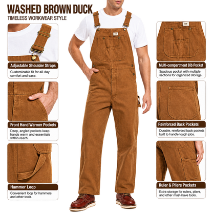 💝💝Last Day Promotion🔥Men's Denim Bib Overalls,  Workwear with Adjustable Straps and Convenient Tool Pockets