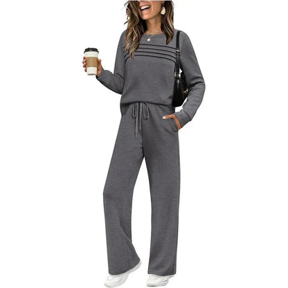 🔥Black Friday Steal｜Women's Crew Neck Top & Drawstring Pants Set
