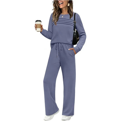 🔥Black Friday Steal｜Women's Crew Neck Top & Drawstring Pants Set