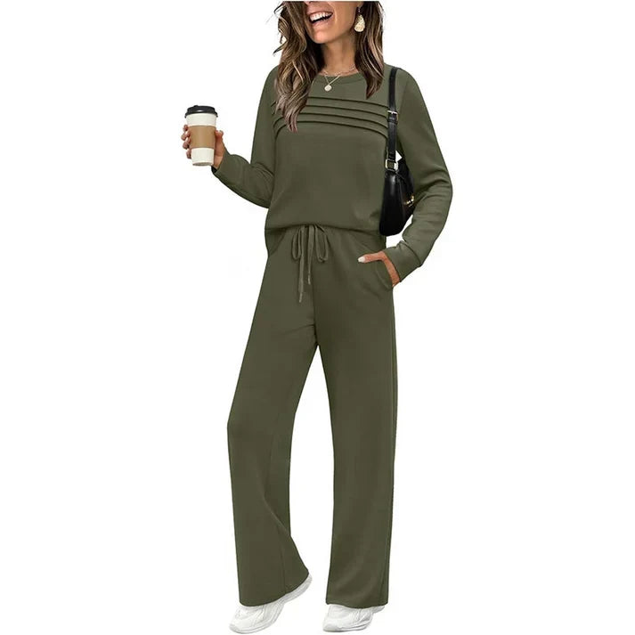 🔥Black Friday Steal｜Women's Crew Neck Top & Drawstring Pants Set