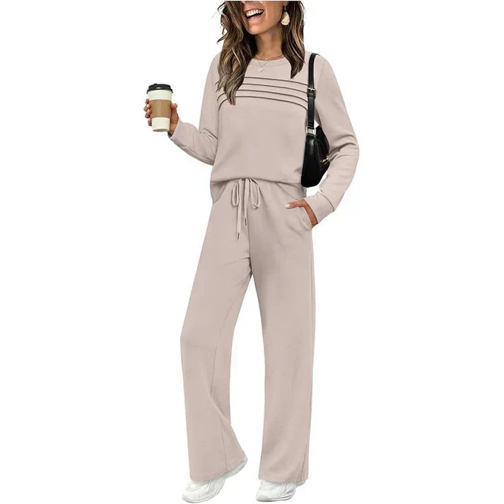 🔥Black Friday Steal｜Women's Crew Neck Top & Drawstring Pants Set