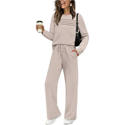 🔥Black Friday Steal｜Women's Crew Neck Top & Drawstring Pants Set