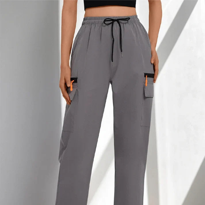 Women'S Drawstring Cargo Pants – Breathable, Pockets & Straight Legs