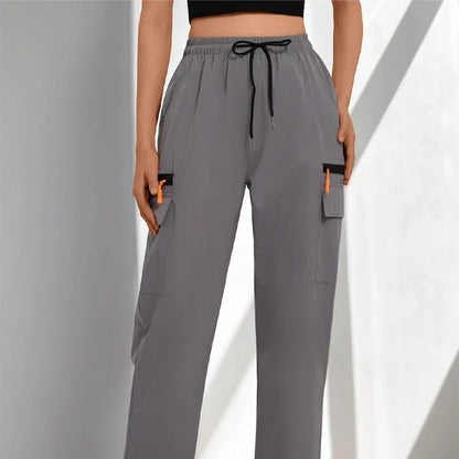 Women'S Drawstring Cargo Pants – Breathable, Pockets & Straight Legs
