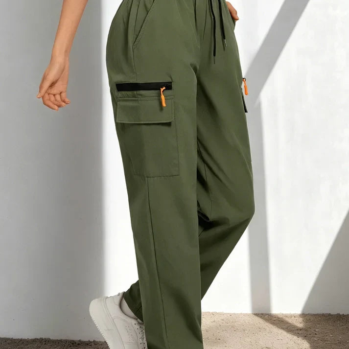 Women'S Drawstring Cargo Pants – Breathable, Pockets & Straight Legs